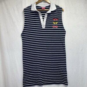 Zara Natacha Paschal Sleeveless Collared Shift Dress Women Medium Navy Stripes